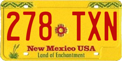 NM license plate 278TXN