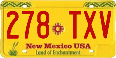 NM license plate 278TXV