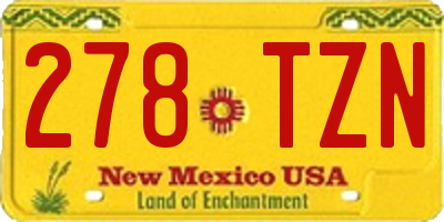 NM license plate 278TZN