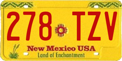 NM license plate 278TZV