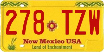 NM license plate 278TZW