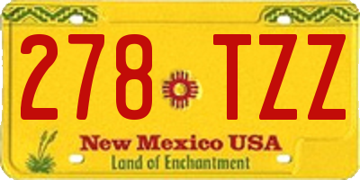 NM license plate 278TZZ