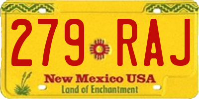 NM license plate 279RAJ