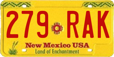 NM license plate 279RAK