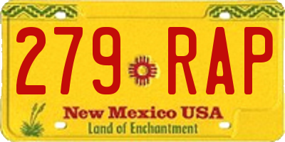 NM license plate 279RAP