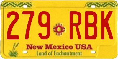 NM license plate 279RBK