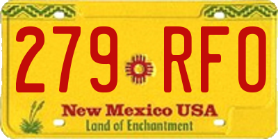 NM license plate 279RFO