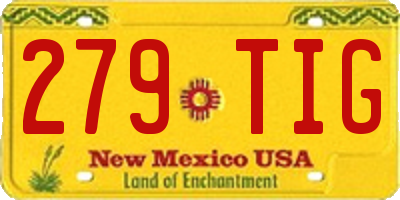 NM license plate 279TIG