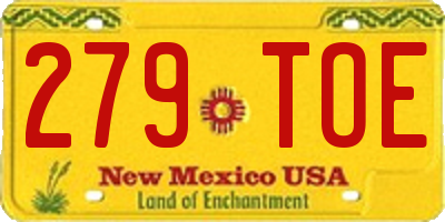 NM license plate 279TOE