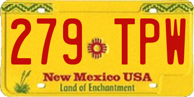 NM license plate 279TPW