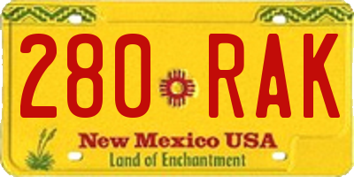 NM license plate 280RAK