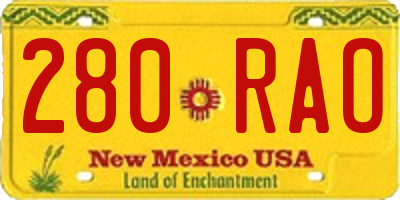 NM license plate 280RAO