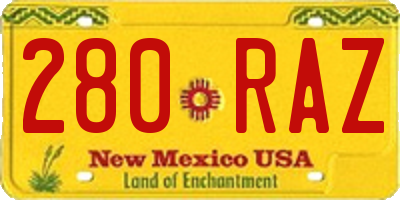 NM license plate 280RAZ