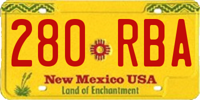 NM license plate 280RBA