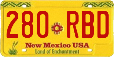 NM license plate 280RBD