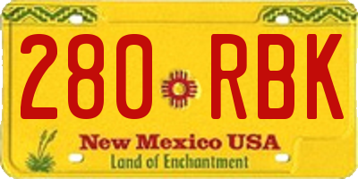 NM license plate 280RBK
