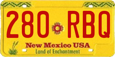 NM license plate 280RBQ
