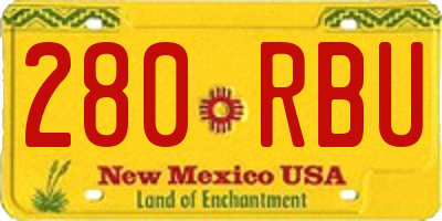 NM license plate 280RBU