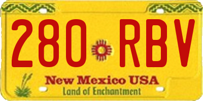 NM license plate 280RBV