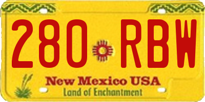 NM license plate 280RBW