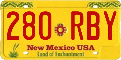 NM license plate 280RBY