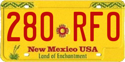 NM license plate 280RFO