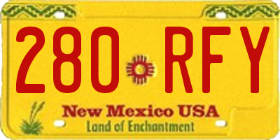 NM license plate 280RFY