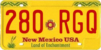 NM license plate 280RGQ