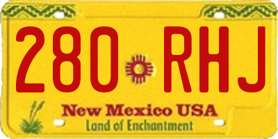 NM license plate 280RHJ