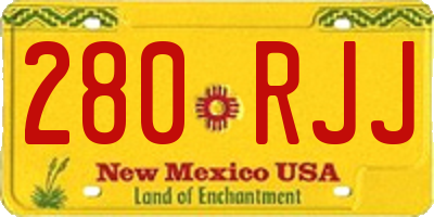 NM license plate 280RJJ