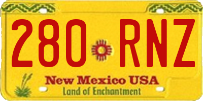 NM license plate 280RNZ