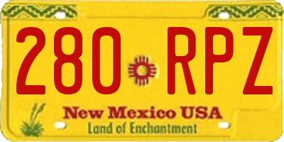 NM license plate 280RPZ