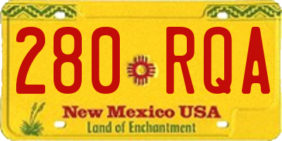 NM license plate 280RQA