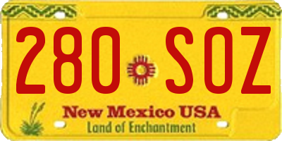 NM license plate 280SOZ