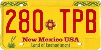 NM license plate 280TPB