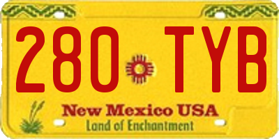 NM license plate 280TYB