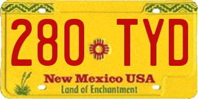 NM license plate 280TYD