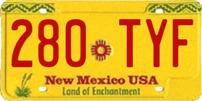 NM license plate 280TYF