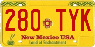 NM license plate 280TYK