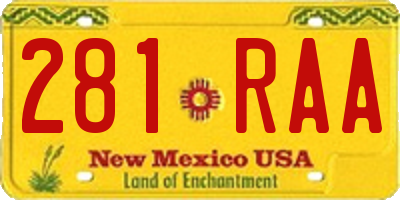 NM license plate 281RAA