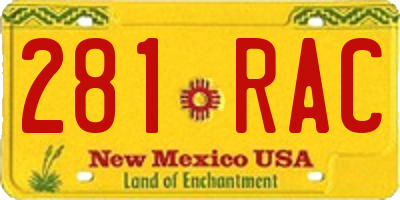 NM license plate 281RAC