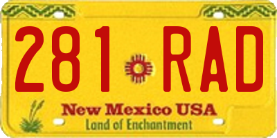 NM license plate 281RAD