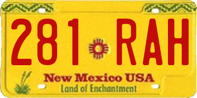 NM license plate 281RAH