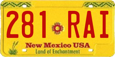 NM license plate 281RAI