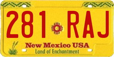 NM license plate 281RAJ