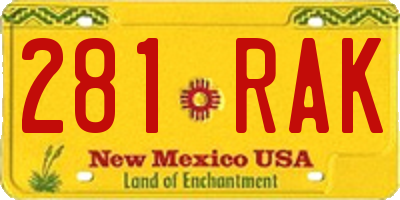 NM license plate 281RAK