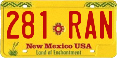 NM license plate 281RAN