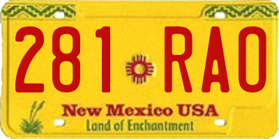 NM license plate 281RAO