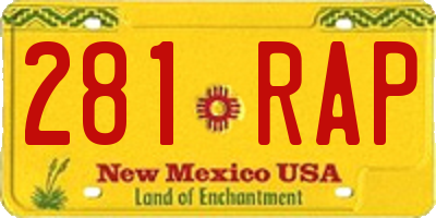 NM license plate 281RAP