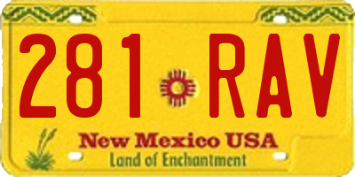 NM license plate 281RAV